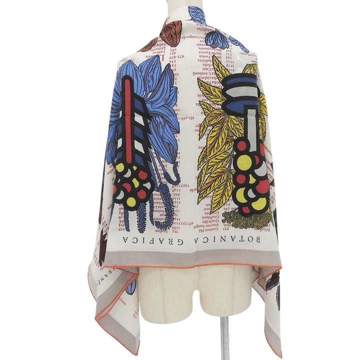 Excellent HERMES scarf BOTANICA GRAFICA Carrejean Carre 140 Multi cashmere Women