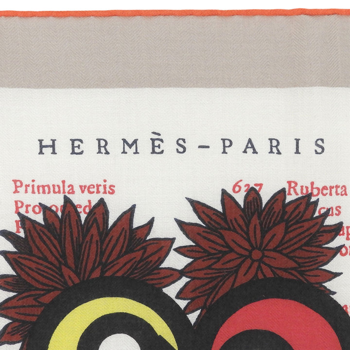 Excellent HERMES scarf BOTANICA GRAFICA Carrejean Carre 140 Multi cashmere Women
