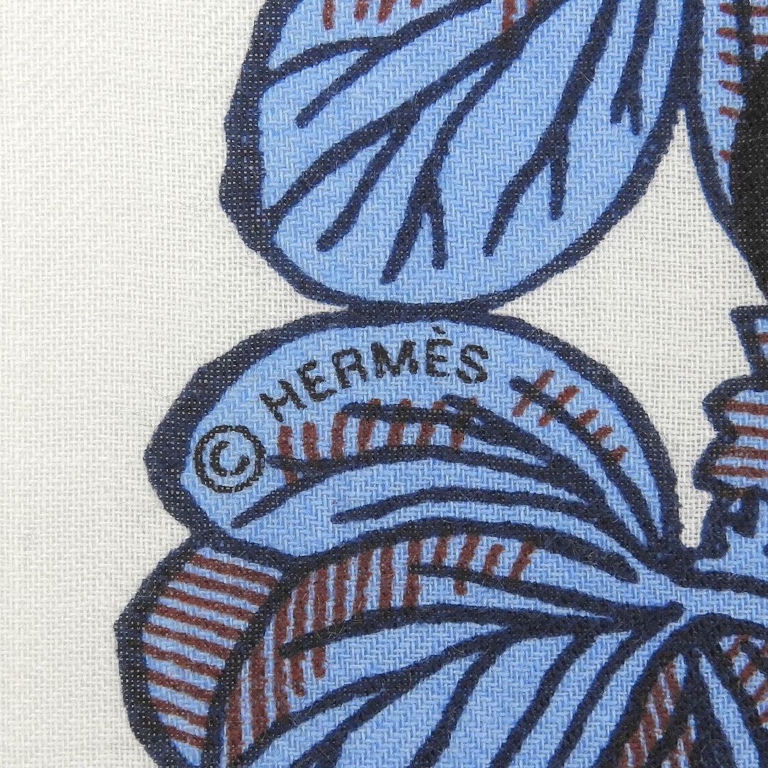 Excellent HERMES scarf BOTANICA GRAFICA Carrejean Carre 140 Multi cashmere Women