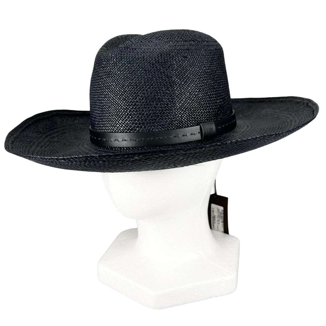 Pristine GUCCI hat Logo-embossed leather band, straw Navy straw mens 57 370640