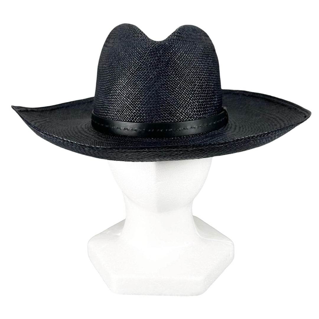 Pristine GUCCI hat Logo-embossed leather band, straw Navy straw mens 57 370640