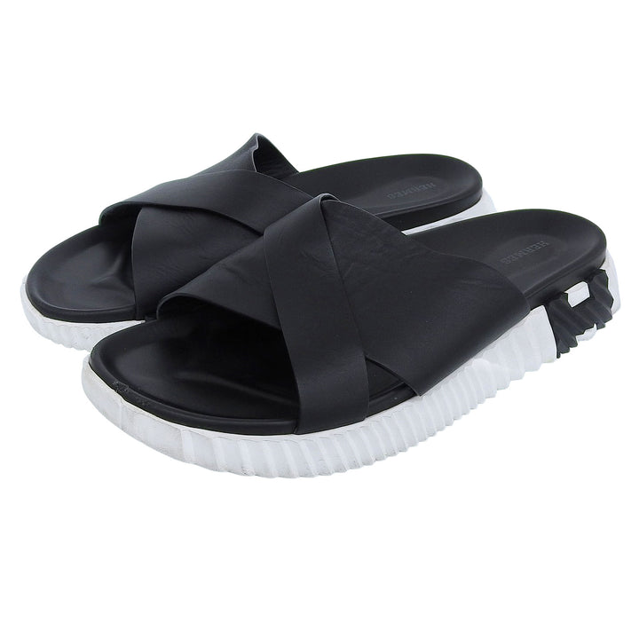 Good HERMES Sandals infrastructure Open-toe cross design leather 44 241919ZH