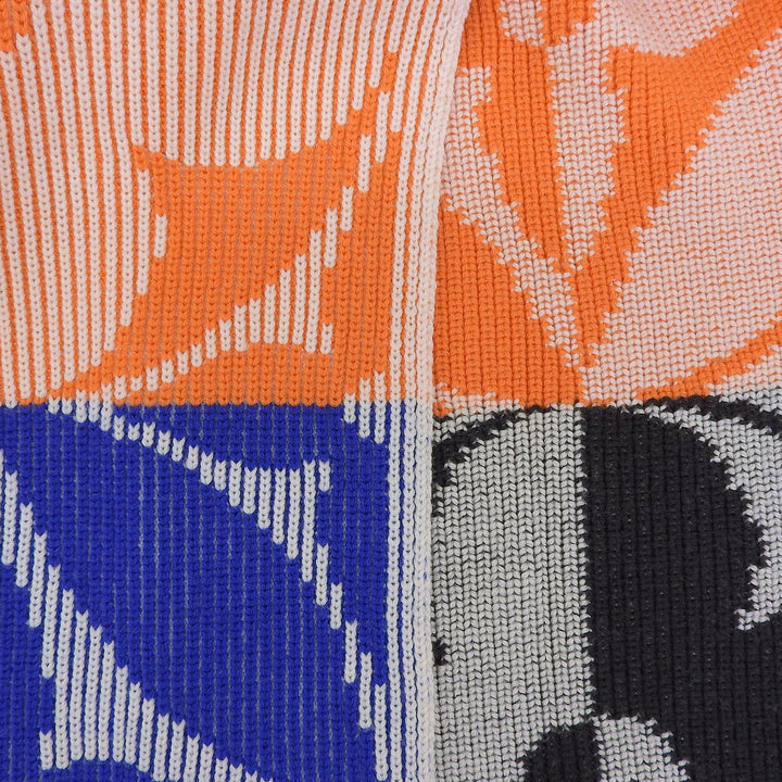 Excellent LOUIS VUITTON Scarf Echarpe Rib Flower Knit stall Multi wool M78005