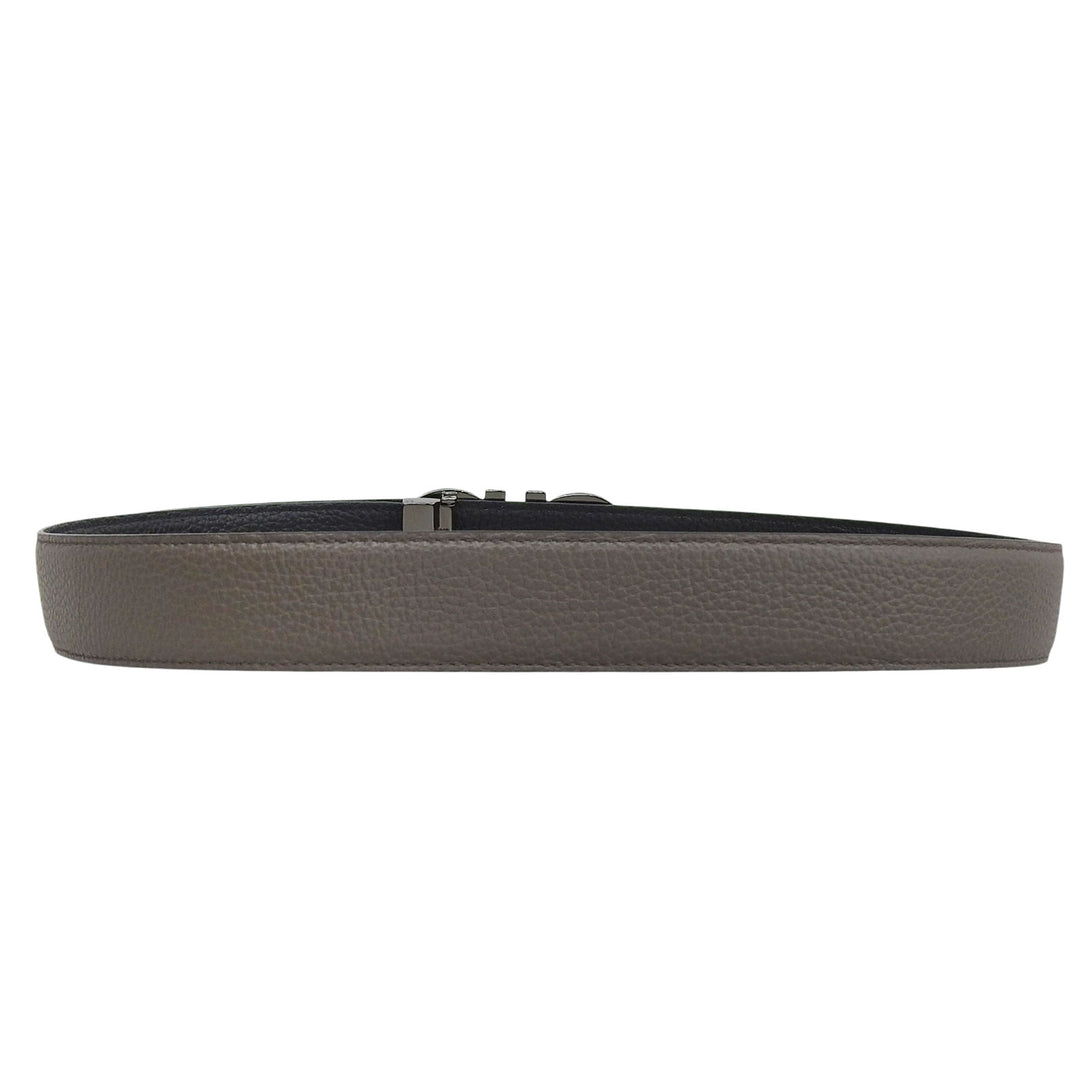 Pristine Salvatore Ferragamo belt Gancini buckle reversible gray leather mens