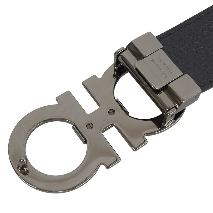 Pristine Salvatore Ferragamo belt Gancini buckle reversible gray leather mens