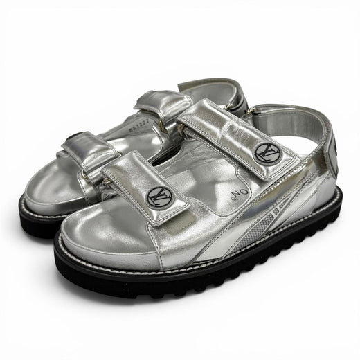 Pristine LOUIS VUITTON Sandals Paseo Line Logo design Velcro leather flats 35