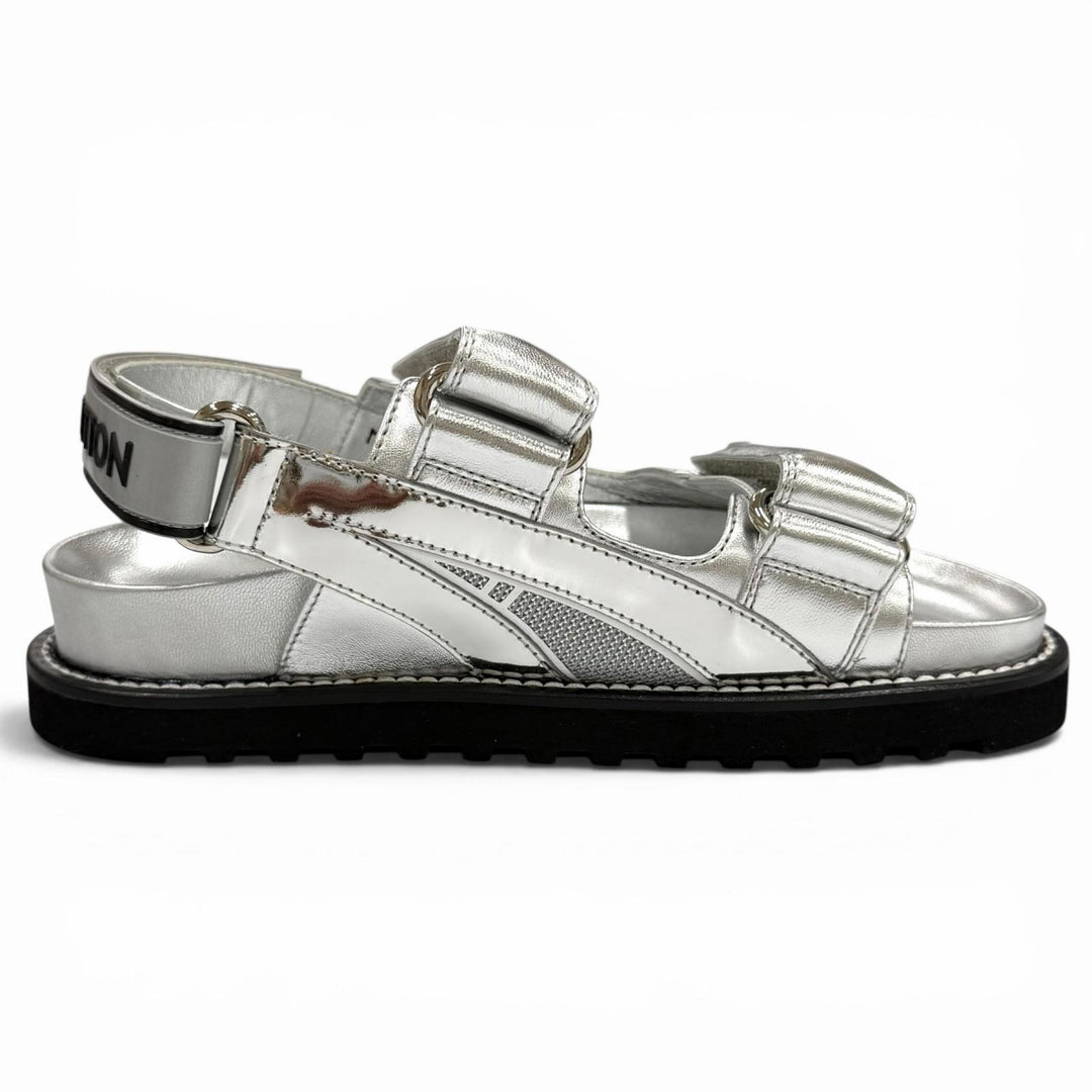 Pristine LOUIS VUITTON Sandals Paseo Line Logo design Velcro leather flats 35