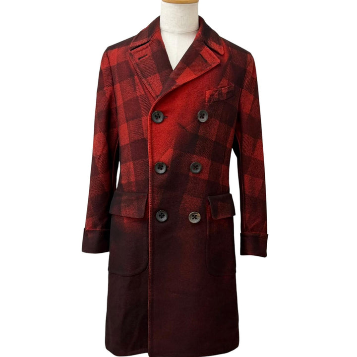 Excellent Gabriele Pasini Chester coat Check Pattern Logo Button Double-Breasted