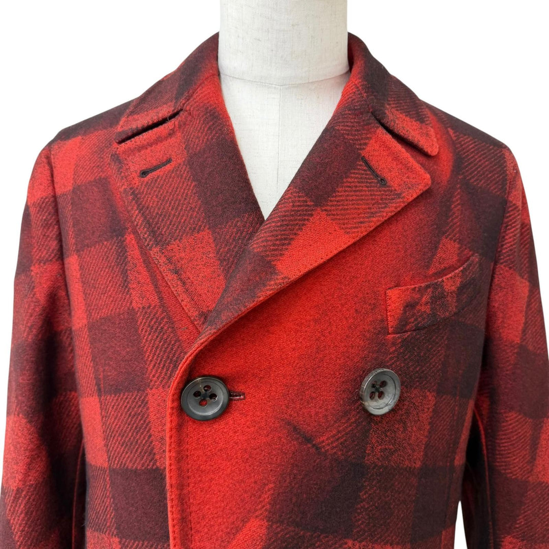 Excellent Gabriele Pasini Chester coat Check Pattern Logo Button Double-Breasted