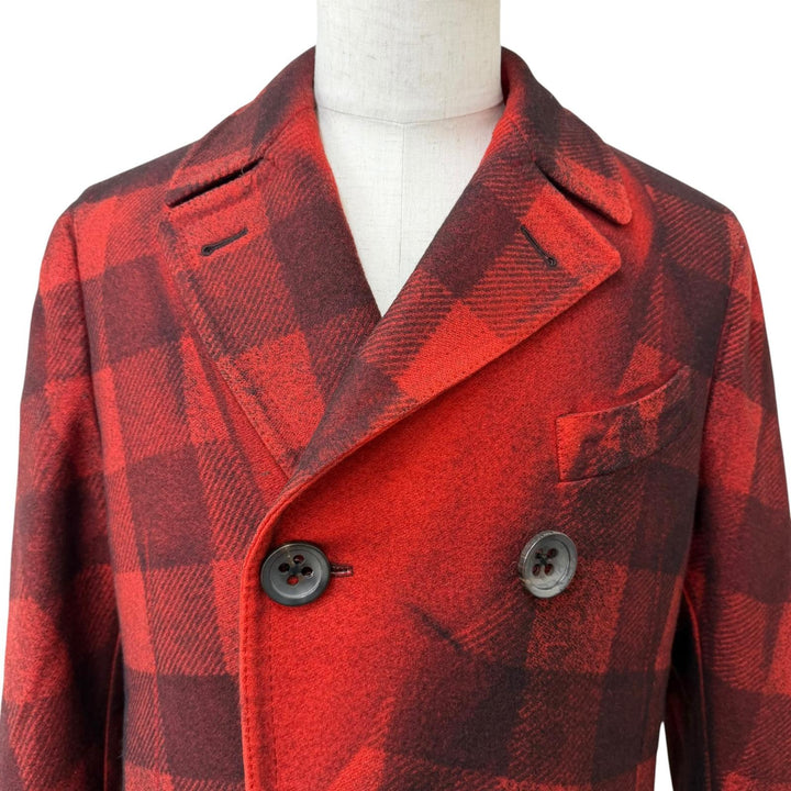 Excellent Gabriele Pasini Chester coat Check Pattern Logo Button Double-Breasted