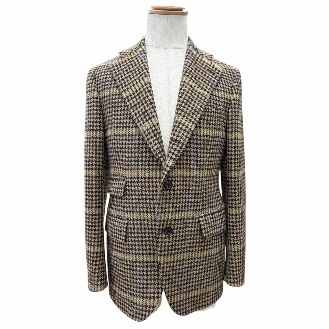 Great Gabriele Pasini tailored jacket Check Pattern Tweed Single Brown wool 48