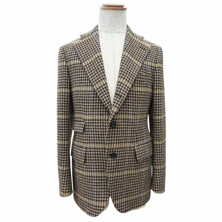 Great Gabriele Pasini tailored jacket Check Pattern Tweed Single Brown wool 48