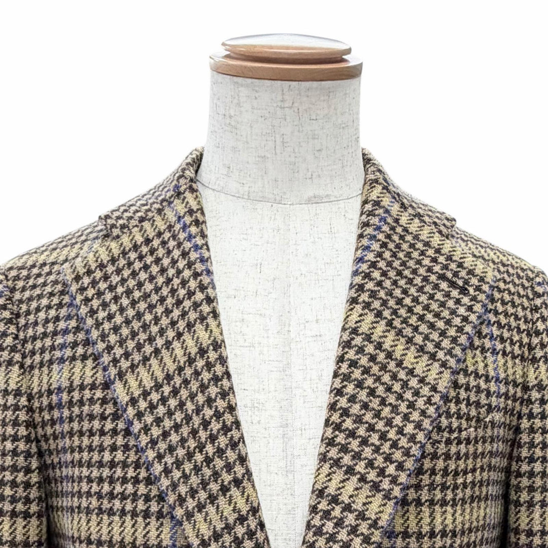 Great Gabriele Pasini tailored jacket Check Pattern Tweed Single Brown wool 48