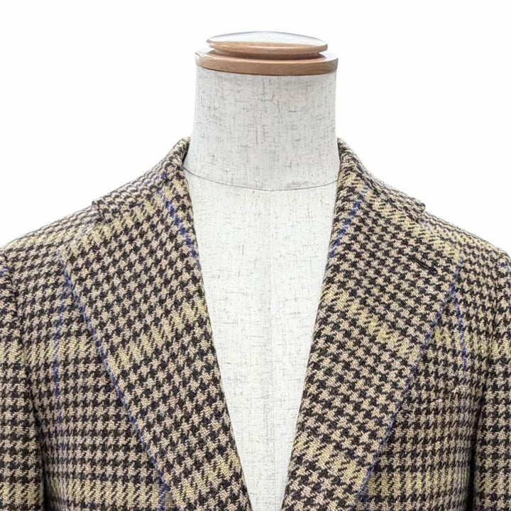 Great Gabriele Pasini tailored jacket Check Pattern Tweed Single Brown wool 48