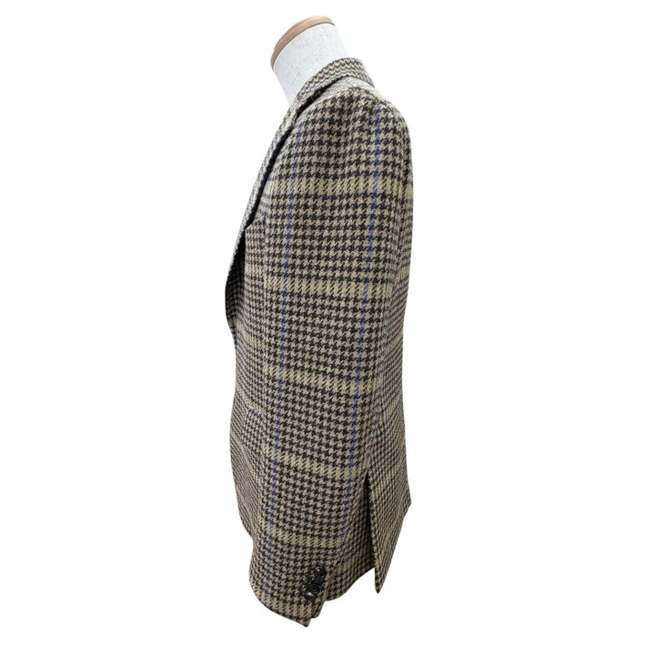 Great Gabriele Pasini tailored jacket Check Pattern Tweed Single Brown wool 48