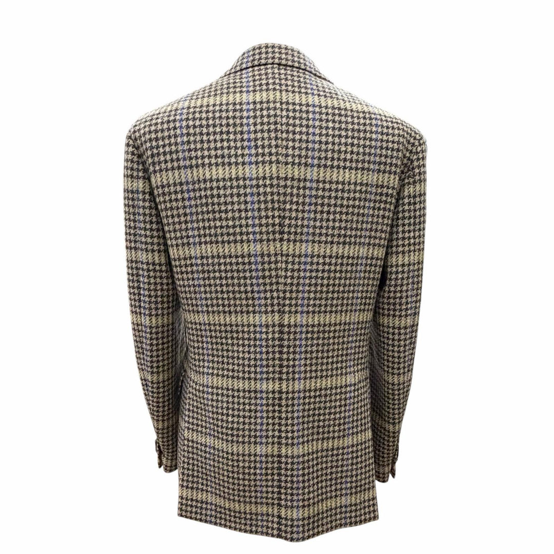 Great Gabriele Pasini tailored jacket Check Pattern Tweed Single Brown wool 48