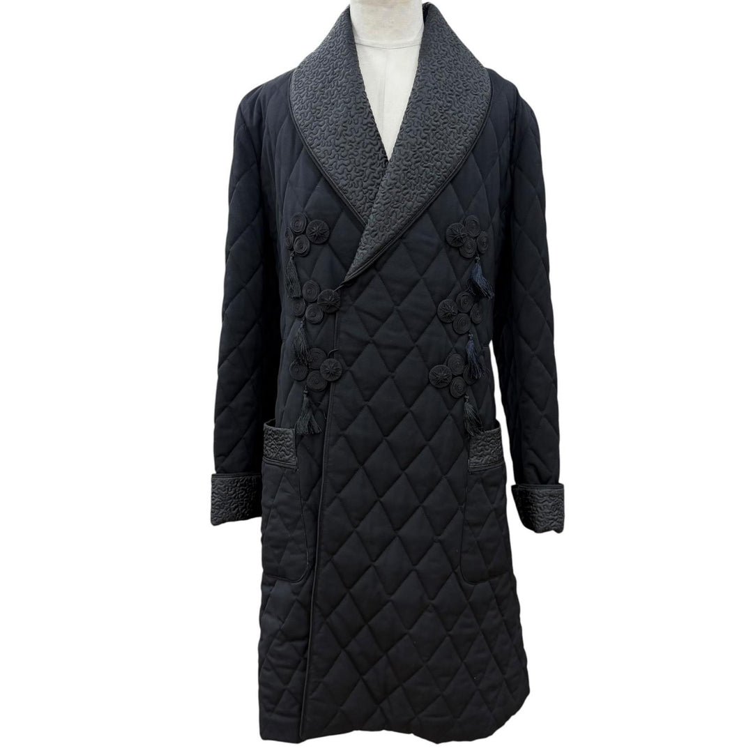 Excellent Jean Paul GAULTIER HOMME coat Quilted, padded black wool mens 48