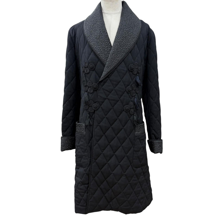 Excellent Jean Paul GAULTIER HOMME coat Quilted, padded black wool mens 48