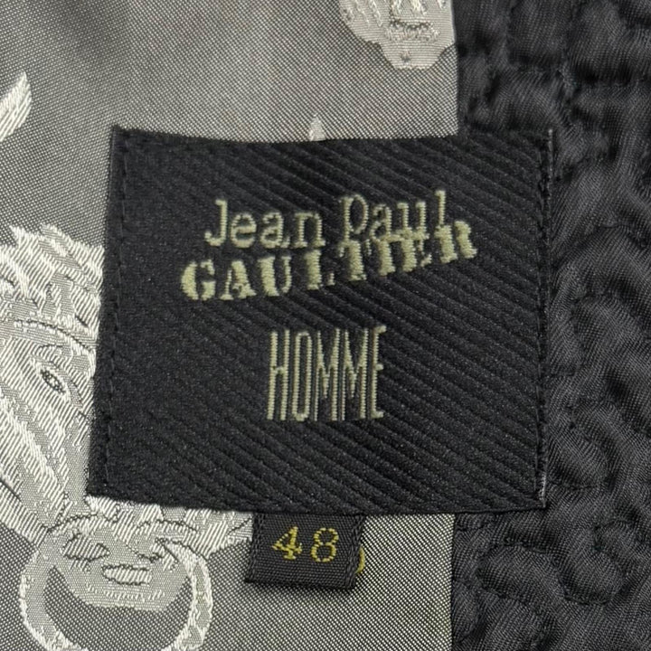 Excellent Jean Paul GAULTIER HOMME coat Quilted, padded black wool mens 48