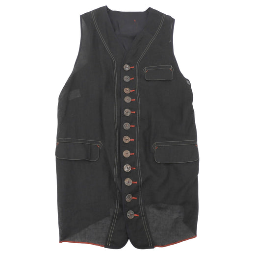 Excellent Jean Paul GAULTIER HOMME Best Stitchwork vest black linen mens 48