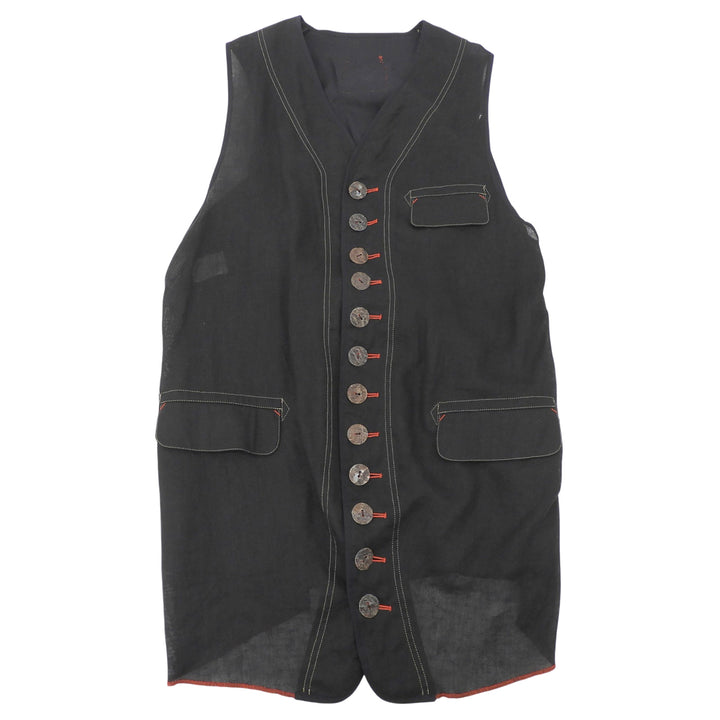 Excellent Jean Paul GAULTIER HOMME Best Stitchwork vest black linen mens 48