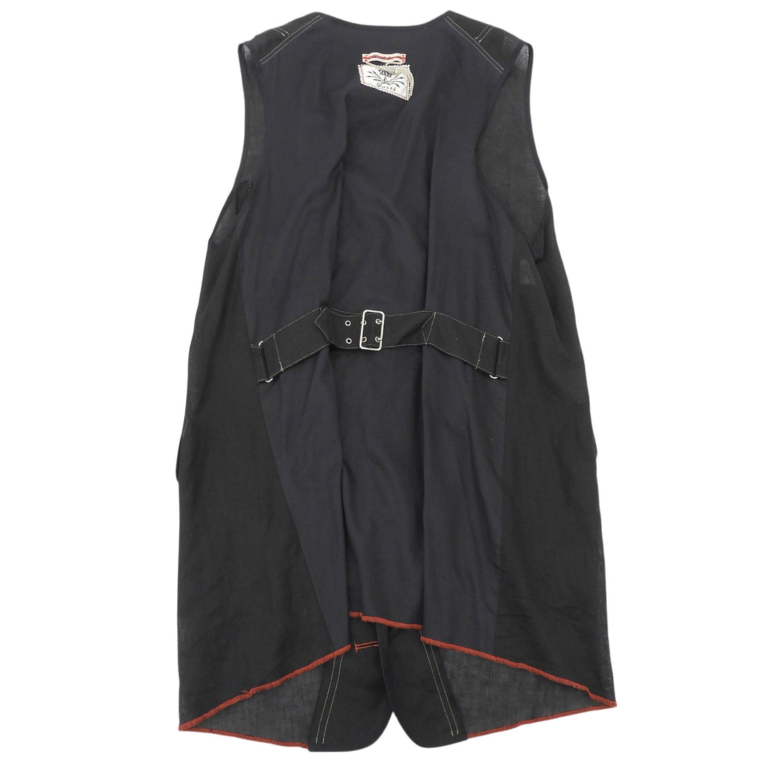 Excellent Jean Paul GAULTIER HOMME Best Stitchwork vest black linen mens 48