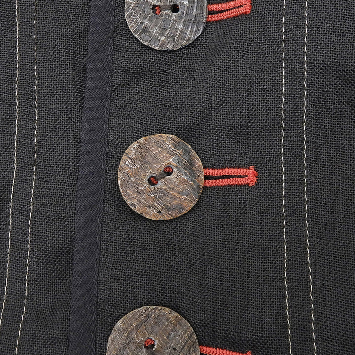 Excellent Jean Paul GAULTIER HOMME Best Stitchwork vest black linen mens 48