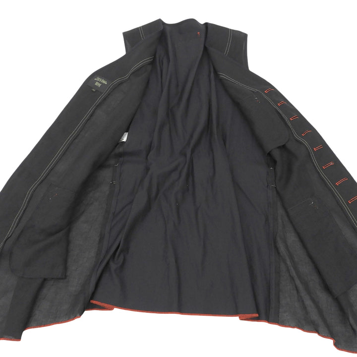 Excellent Jean Paul GAULTIER HOMME Best Stitchwork vest black linen mens 48