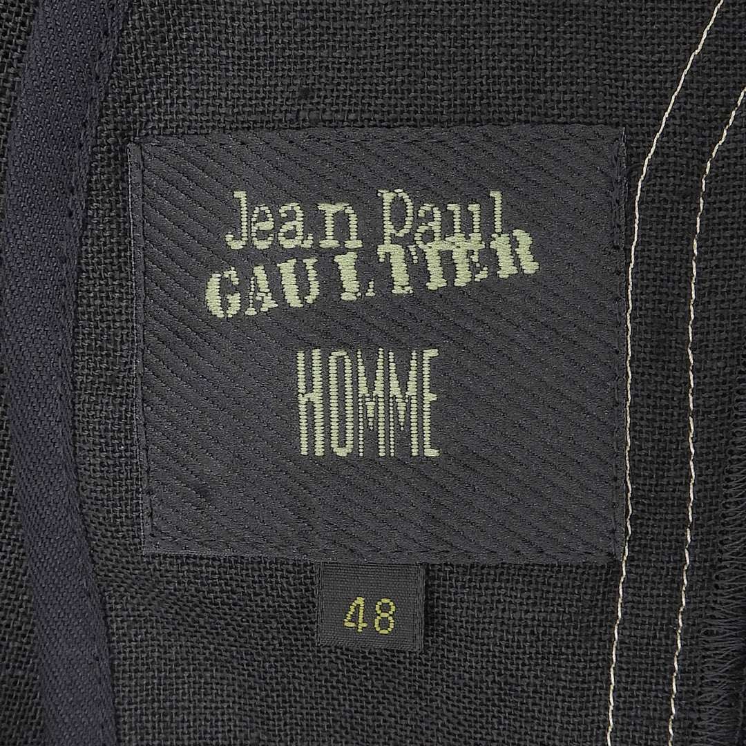 Excellent Jean Paul GAULTIER HOMME Best Stitchwork vest black linen mens 48
