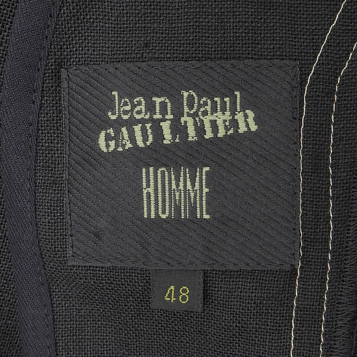 Excellent Jean Paul GAULTIER HOMME Best Stitchwork vest black linen mens 48