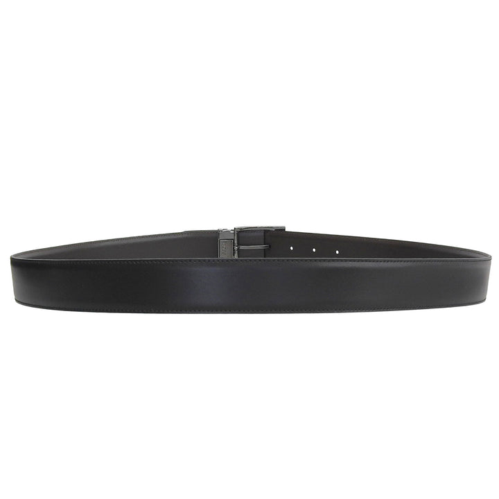 Pristine HUGO BOSS belt Logo Square Buckle Reversible black leather mens