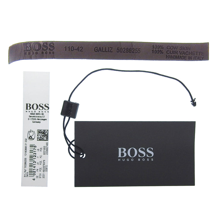 Pristine HUGO BOSS belt Logo Square Buckle Reversible black leather mens
