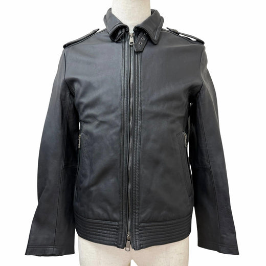 Great BURBERRY BLACK LABEL leather jacket Back Check Pattern black