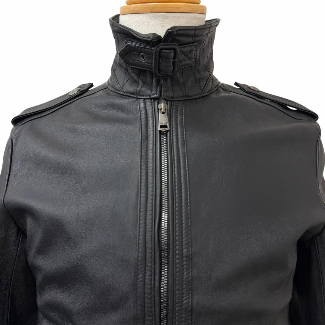 Great BURBERRY BLACK LABEL leather jacket Back Check Pattern black