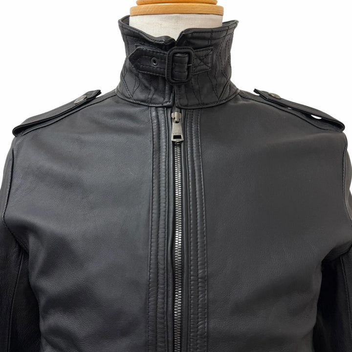 Great BURBERRY BLACK LABEL leather jacket Back Check Pattern black