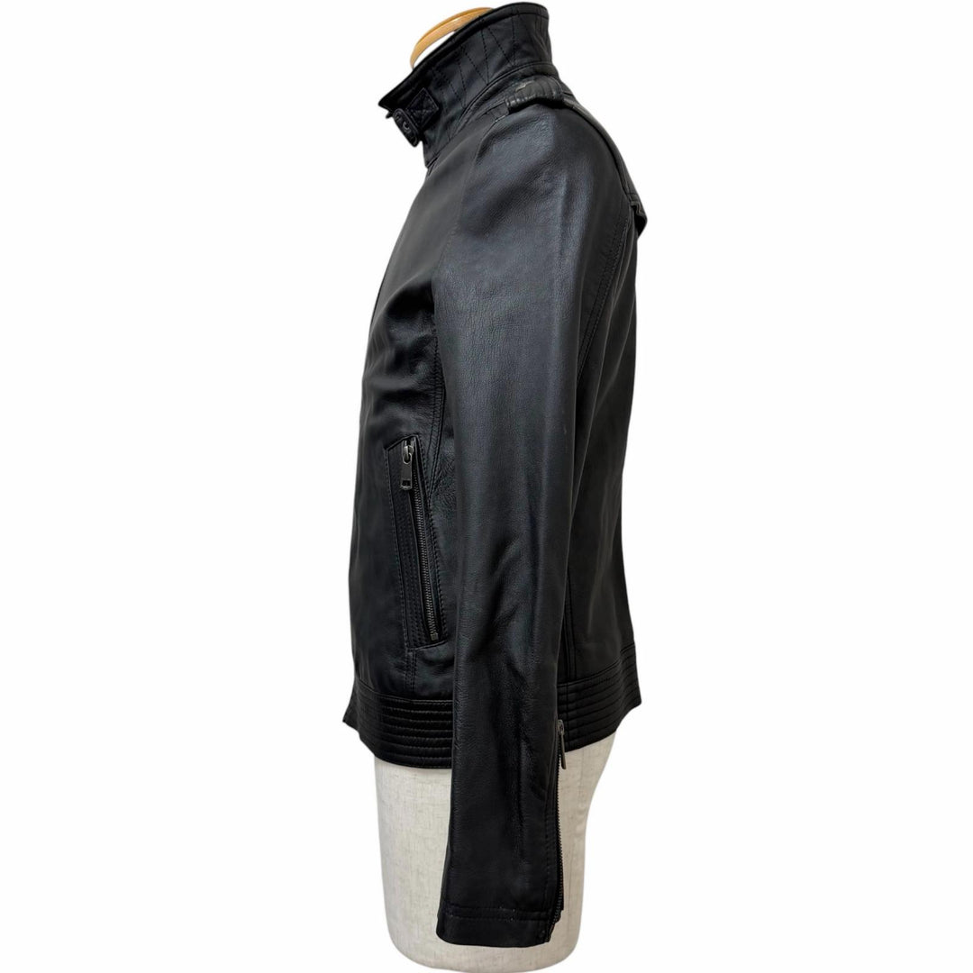 Great BURBERRY BLACK LABEL leather jacket Back Check Pattern black