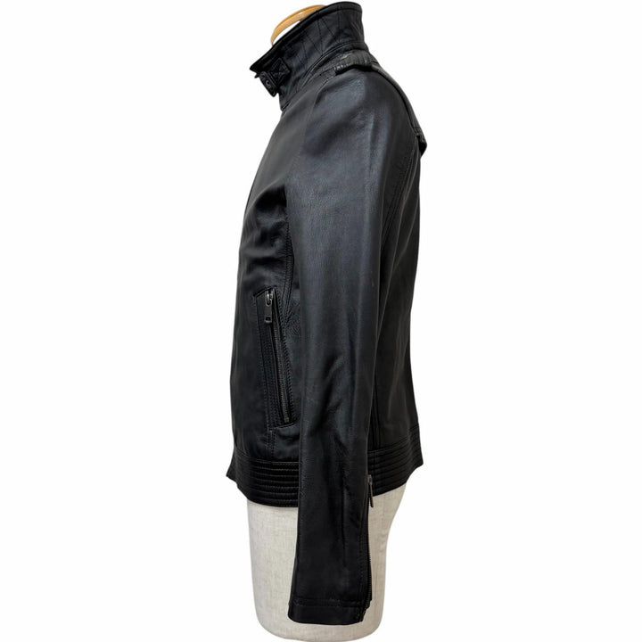 Great BURBERRY BLACK LABEL leather jacket Back Check Pattern black