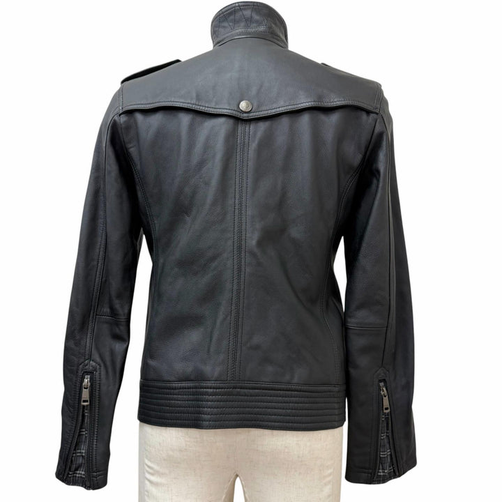 Great BURBERRY BLACK LABEL leather jacket Back Check Pattern black