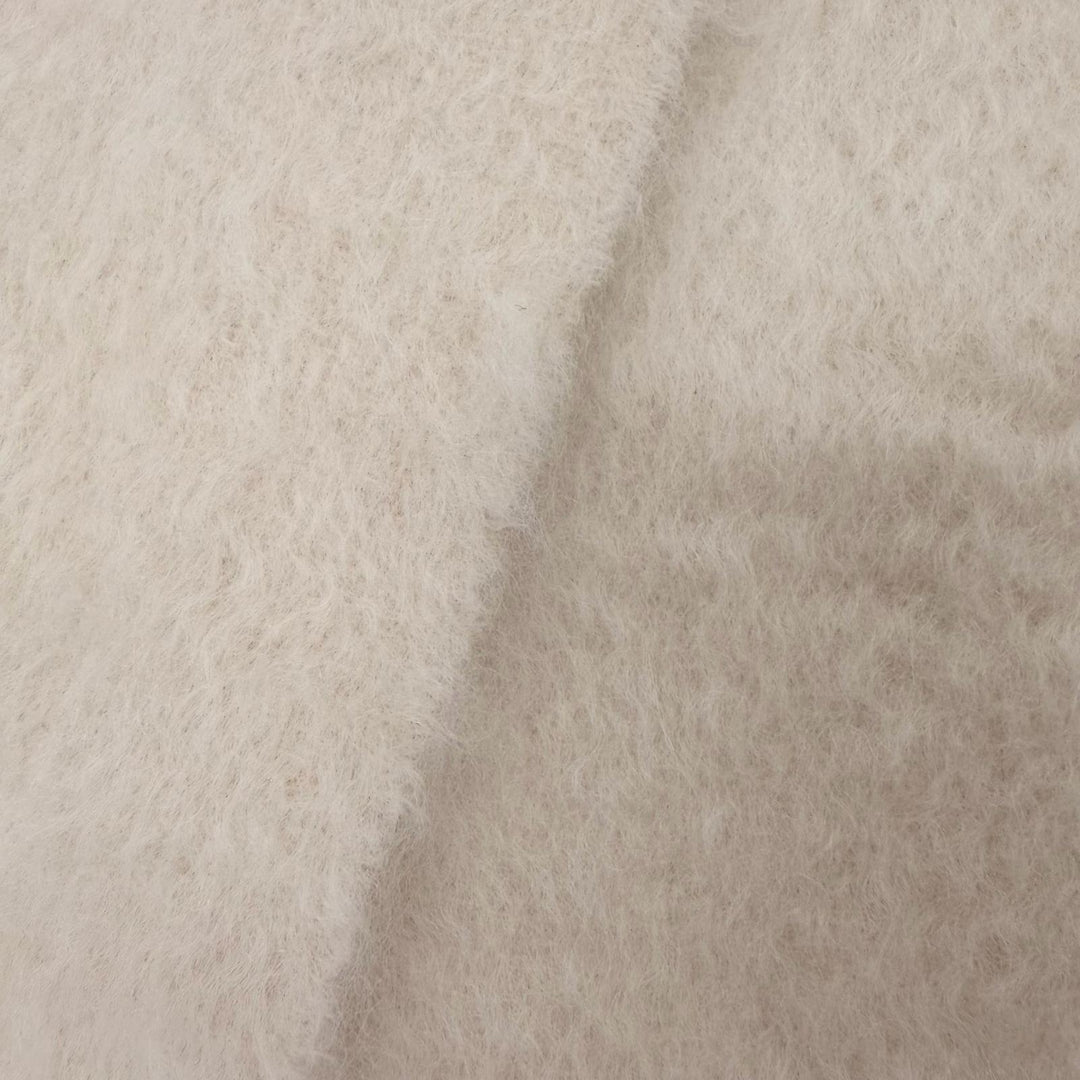 Excellent LOEWE Scarf Anagram leather patch with fringe Ivory mohair Women