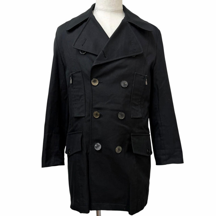 Great YVES SAINT LAURENT pea coat Rive Gauche Big YSL Double-Breasted