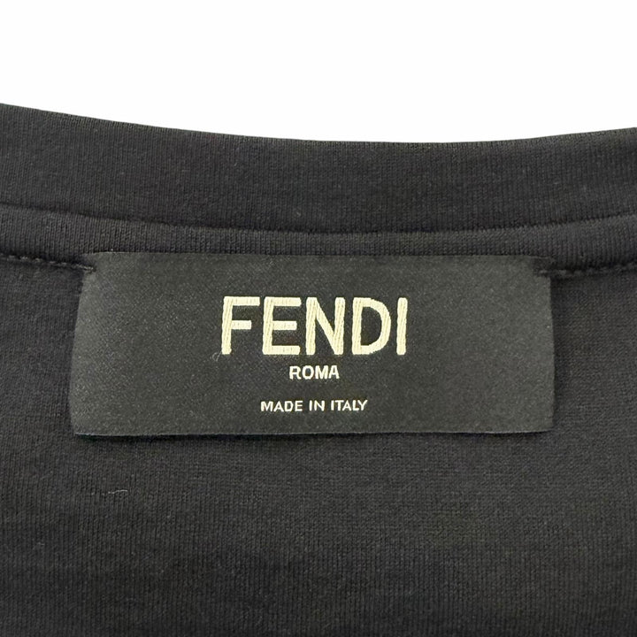 Pristine FENDI Short sleeve T-shirt FF Logo Car Ligraphy black cotton mens S