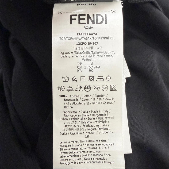 Pristine FENDI Short sleeve T-shirt FF Logo Car Ligraphy black cotton mens S