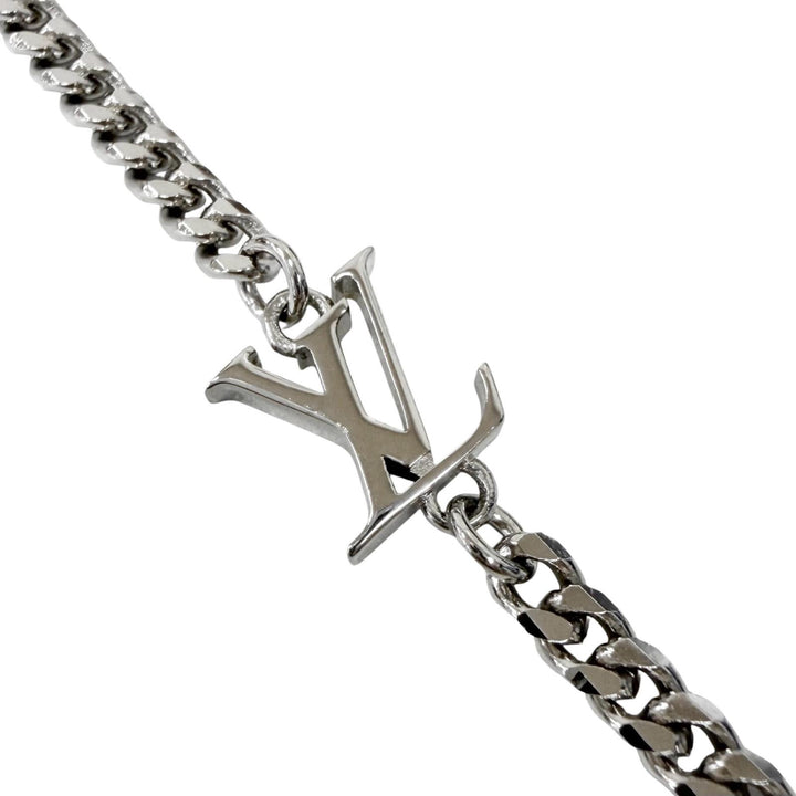 Excellent LOUIS VUITTON Necklace Pendant Damier Staple Silver mens M02446