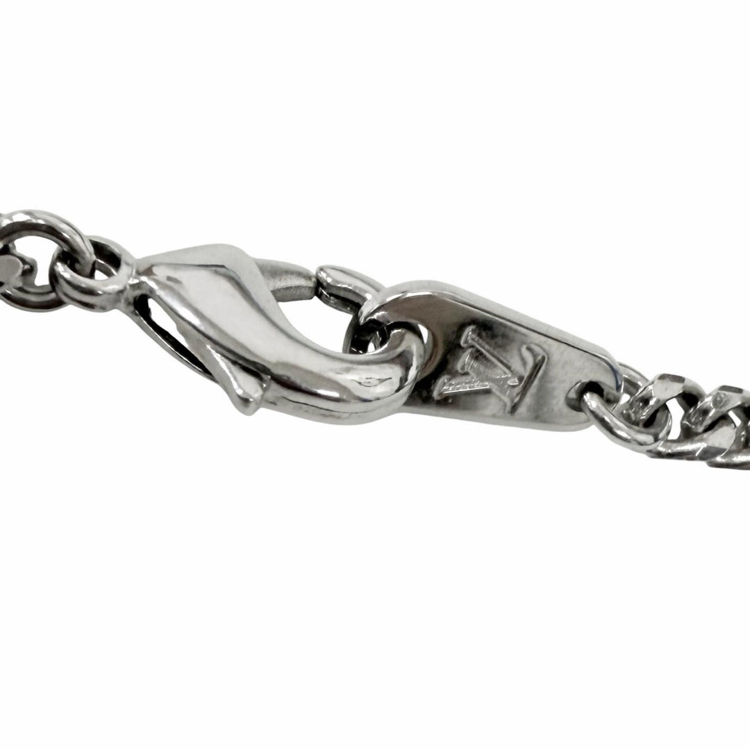 Excellent LOUIS VUITTON Necklace Pendant Damier Staple Silver mens M02446