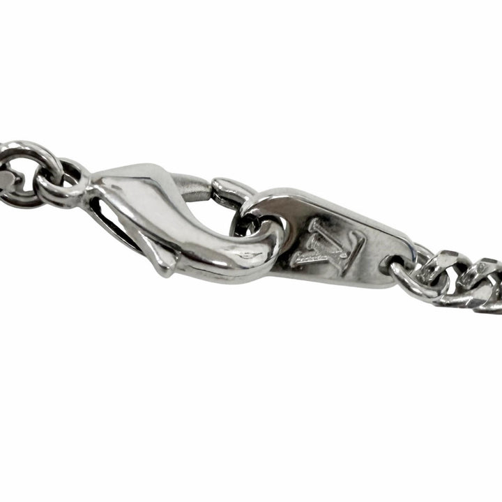 Excellent LOUIS VUITTON Necklace Pendant Damier Staple Silver mens M02446