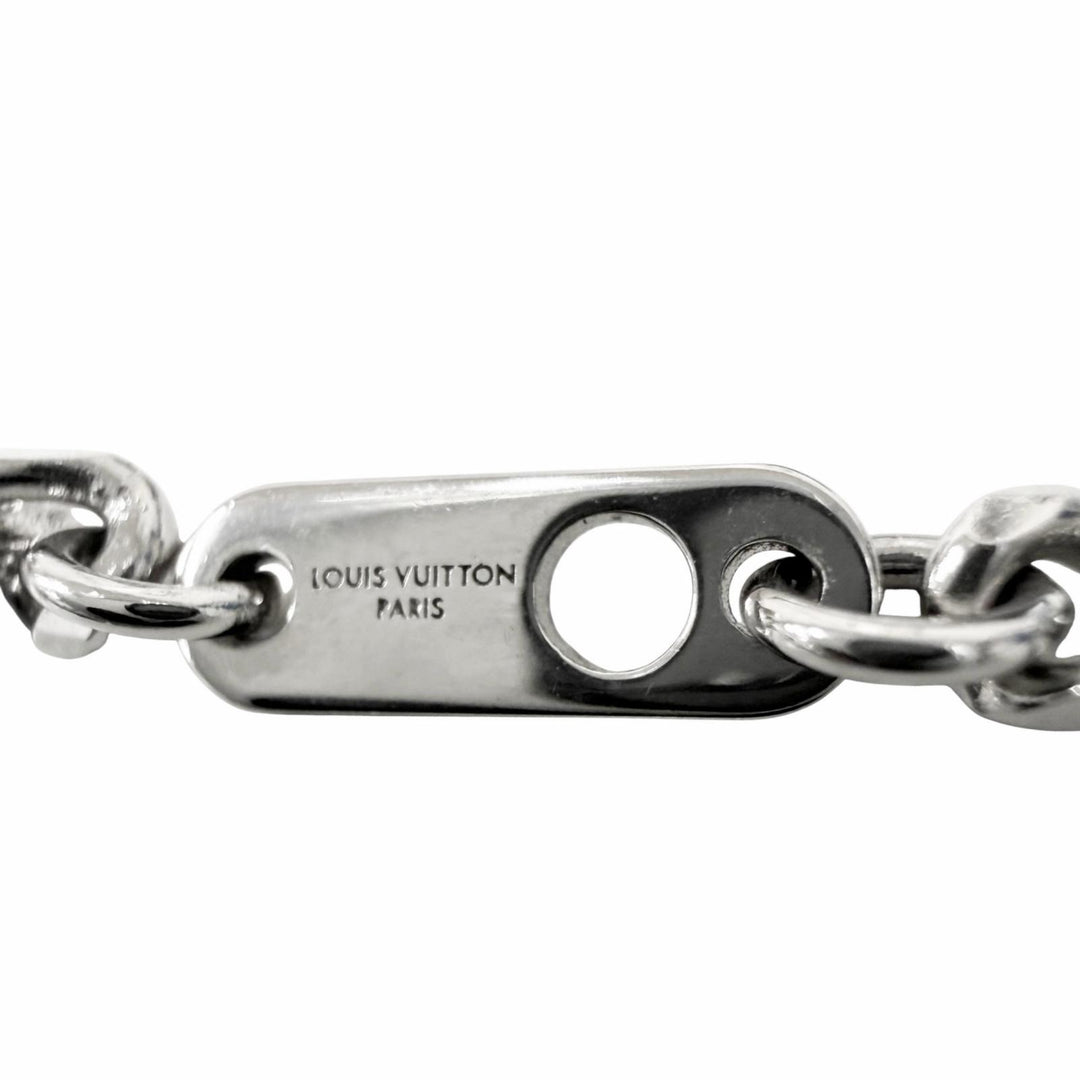 Excellent LOUIS VUITTON Necklace Pendant Damier Staple Silver mens M02446