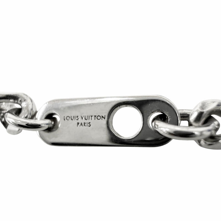 Excellent LOUIS VUITTON Necklace Pendant Damier Staple Silver mens M02446