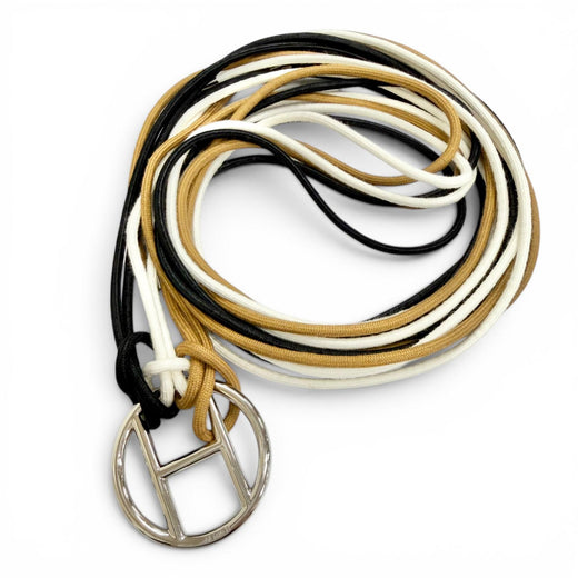 Excellent HERMES belt Sash Belt H-motif cord/string, 3 colors black Women