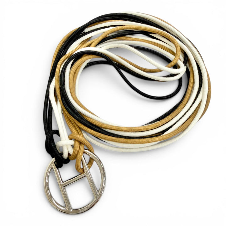 Excellent HERMES belt Sash Belt H-motif cord/string, 3 colors black Women