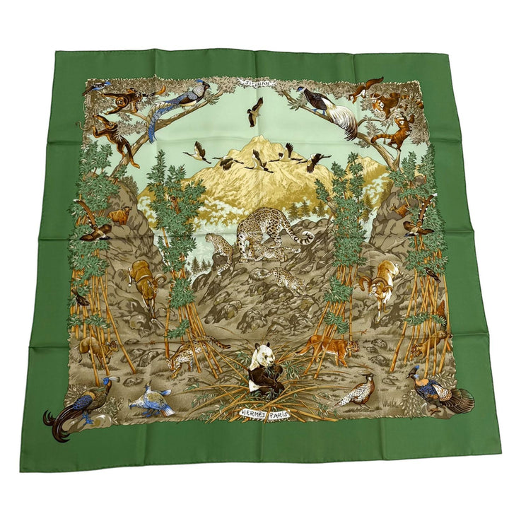 Excellent HERMES scarf Sichuan SICHUAN animal Multi silk Women